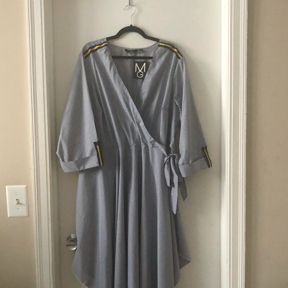 Pinstriped Wrap Dress Plus Size 1X